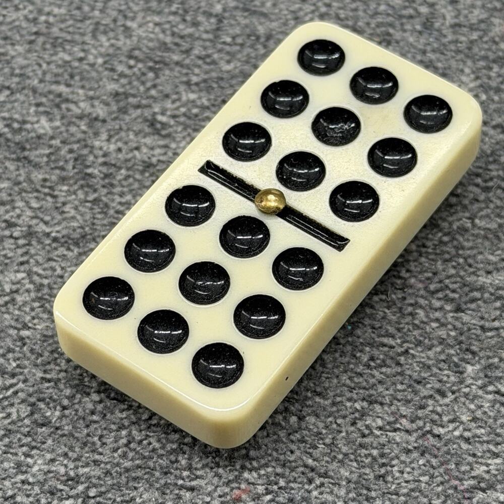 Vintage Double Nine Domino Fridge Magnet Brass Metal Spinner Game Tile Novelty